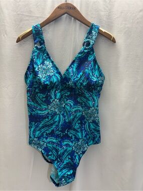 Jaclyn Smith Blue & Teal Floral Girls' One-Piece Swimsuit